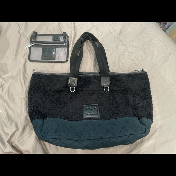 Chanel Vintage Navy Tweed and Cotton Tote Bag - Picture 9 of 10